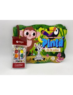 LIBRO PARA COLOREAR Y PINTAR + ACUARELAS X 8 COLORES...