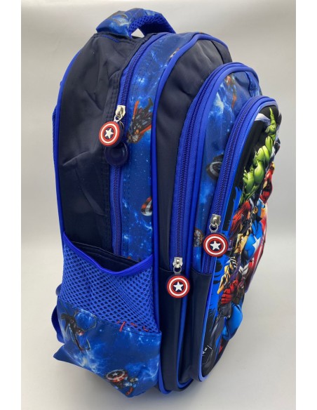 MOCHILA 3D CON 3 CIERRES DE 16 PULGADAS - THE AVENGERS.