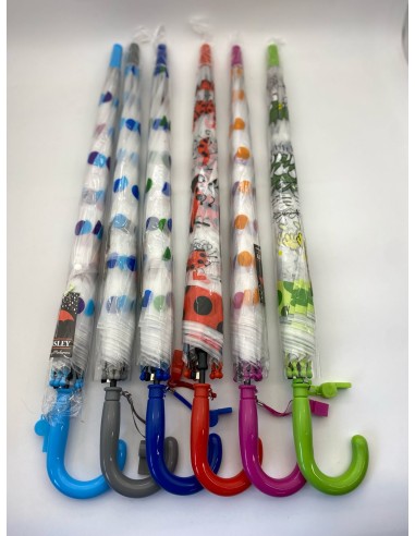 PARAGUAS INFANTILES COLORES SURTIDOS + SILBATO