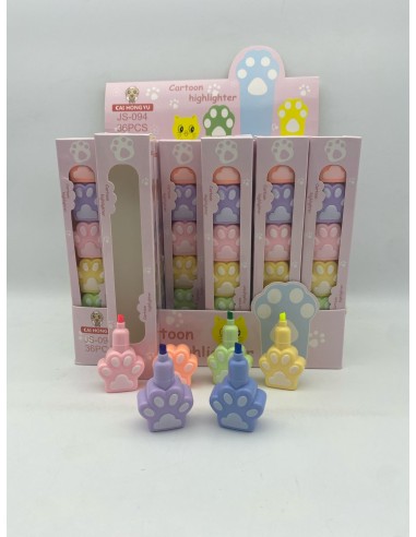 MARCADOR CON FORMA DE HUELLITAS X 6