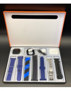 SMARTWATCH + 7 MALLAS METAL + AURICULAR.