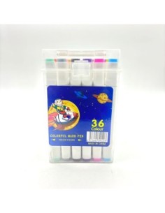 MARCADORES DOBLE PUNTA X 36 - RECIPIENTE PLASTICO