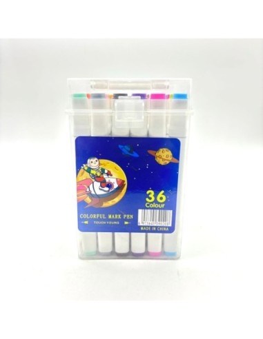 MARCADORES DOBLE PUNTA X 36 - RECIPIENTE PLASTICO