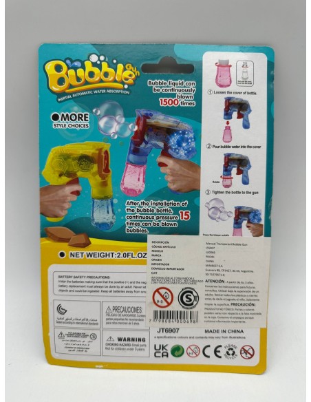 PISTOLA DE BURBUJAS TRANSPARENTE MANUAL (MU0069)