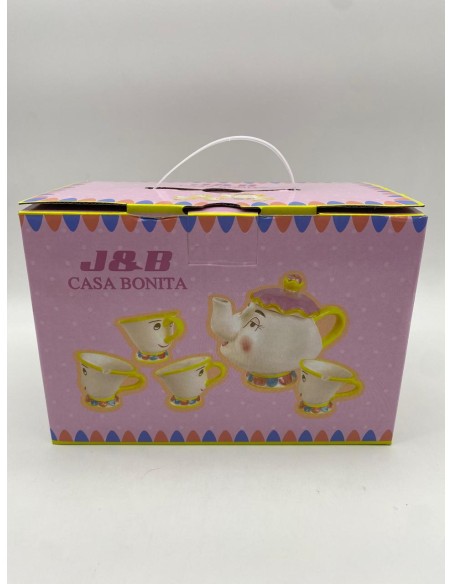SET DE TETERA CON 4 TAZAS DE LA BELLA Y LA BESTIA