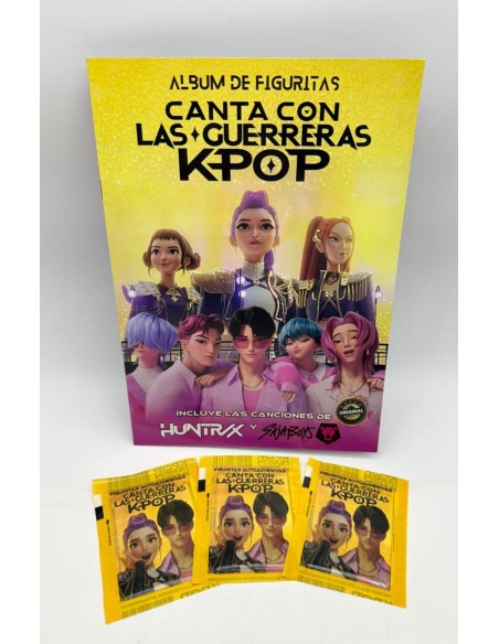 ALBUM DE FIGURITAS CANTA CON LAS GUERRERAS KPOP AMARILLO