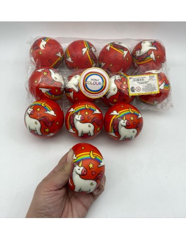 PELOTA CELESTE/ROJO ANTIESTRES - UNICORNIOS...