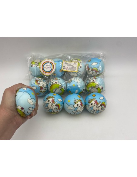 PELOTA CELESTE/ROJO ANTIESTRES - UNICORNIOS (26283)