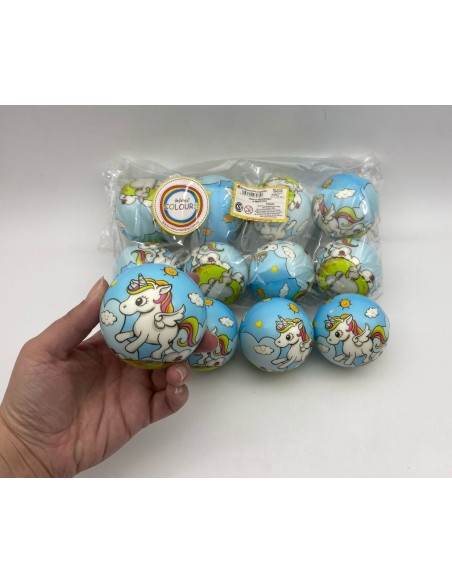 PELOTA CELESTE/ROJO ANTIESTRES - UNICORNIOS (26283)