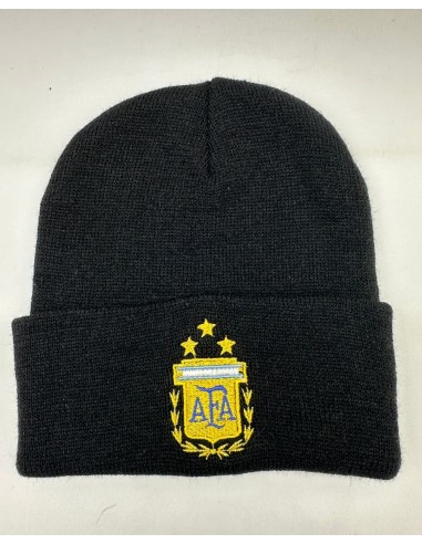GORRO TEJIDO NEGRO CON BORDADO ESCUDO AFA