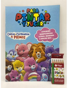 LIBRO PARA JUGAR Y PINTAR CON STICKER + LAPICES DE...